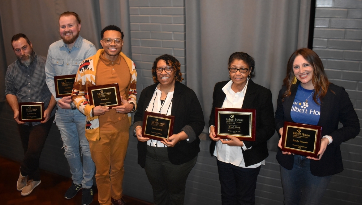 Talbert House Employees holding awards